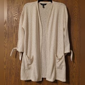 Ellen Tracy Open Front Cardigan Sweater Neutral|Minimalist Cozy Chic